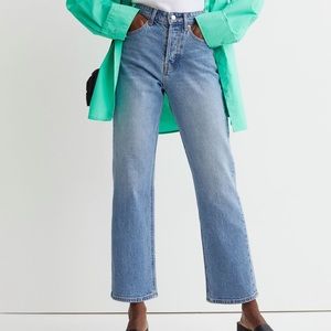 H&M Ankle-length High Waist Straight Leg Jeans